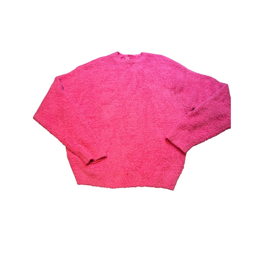 Skims Hot Pink Popcorn Knit Crewneck Sweater Oversized Fuzzy Pullover XL